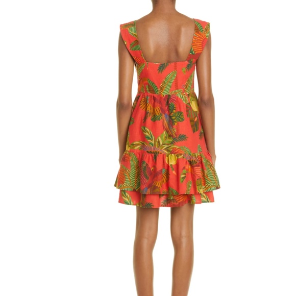NWT $165 FARM RIO Forest Birds Tiered Linen Blend Dress in size XS and Small! - Picture 2 of 12